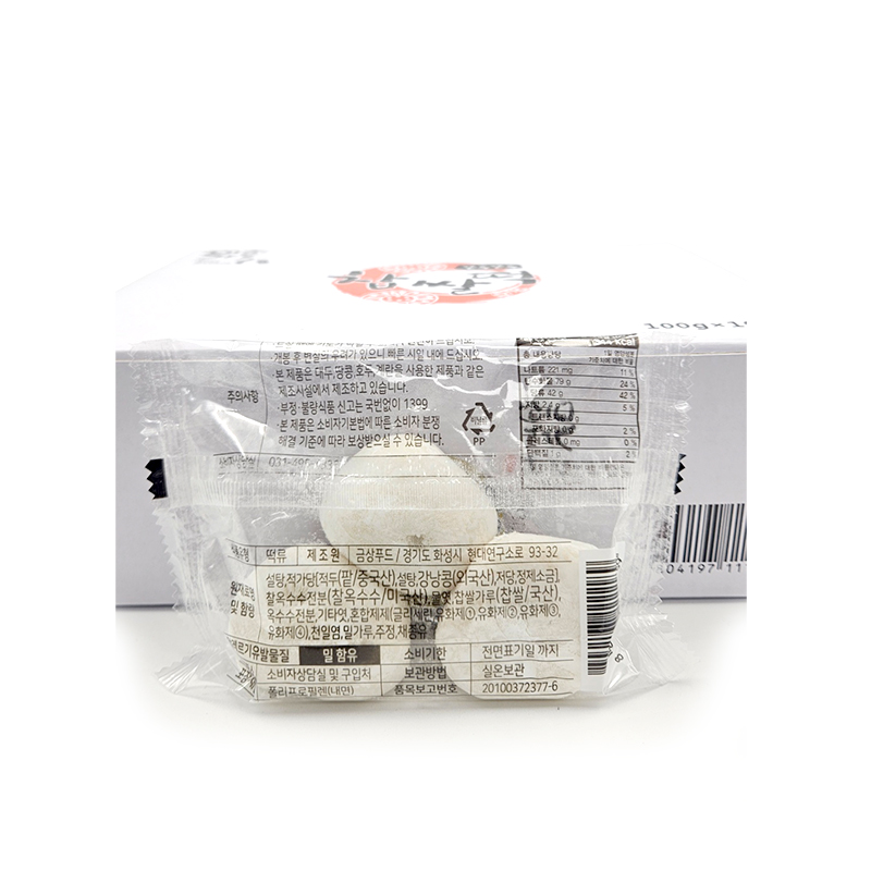 (1000)금상푸드 미소가득 찹쌀떡 (3개입) 영양성분표