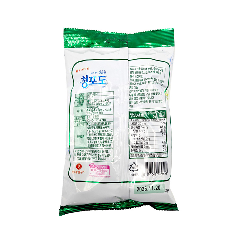 롯데 청포도캔디 상세영양정보