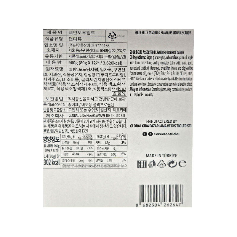 스위토 레인보우벨트 영양성분표