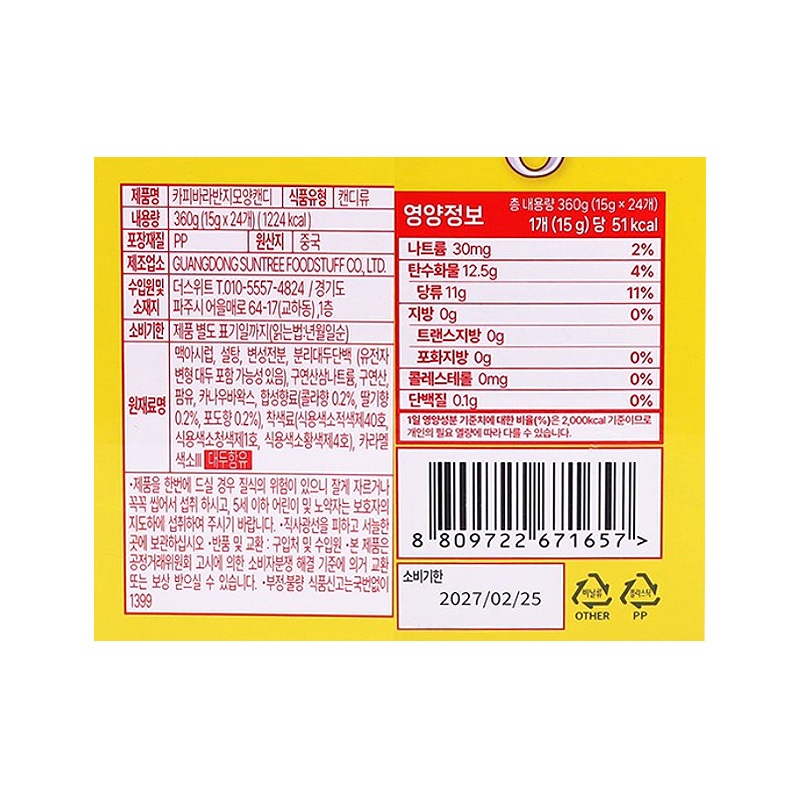 카피바라 반지모양캔디 상품정보