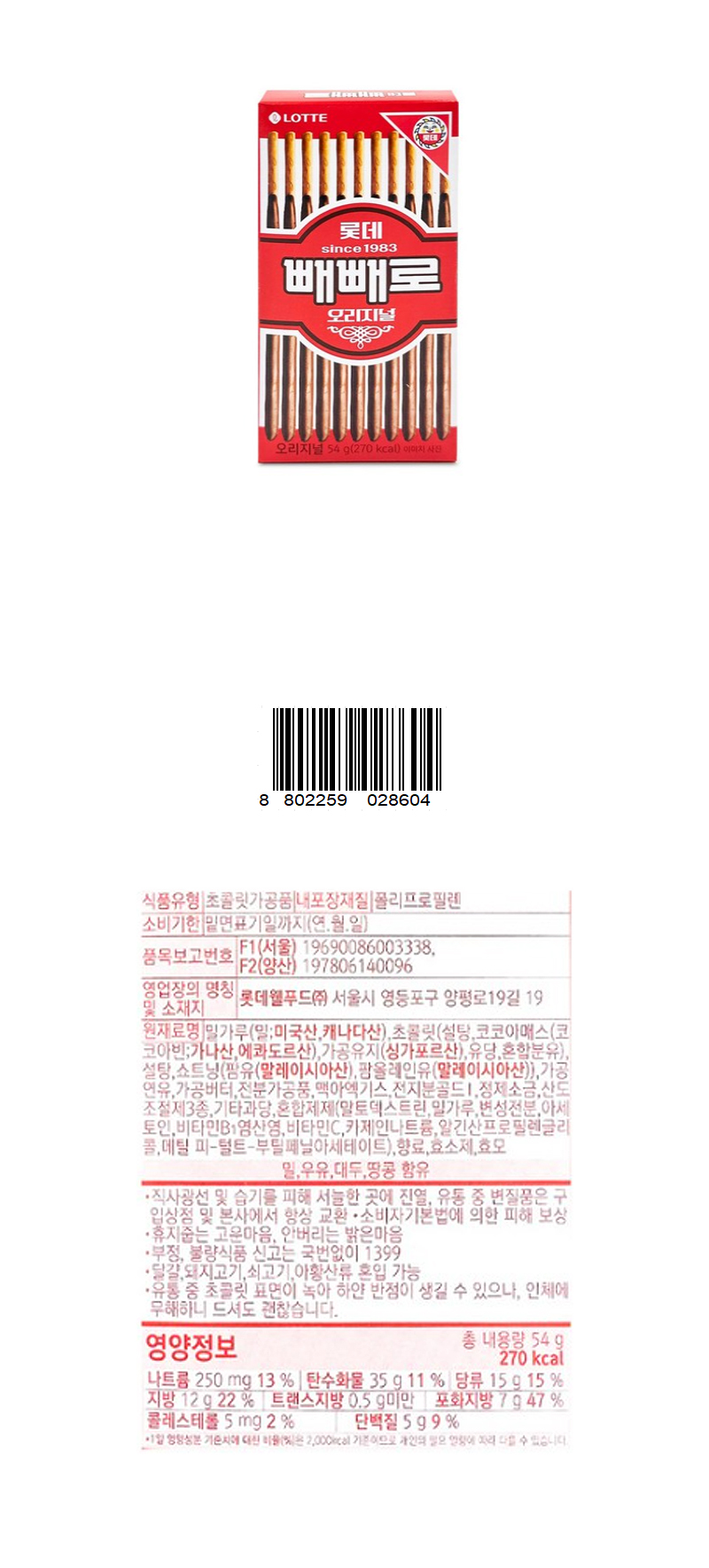 롯데 빼빼로 레트로 & 상품정보